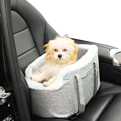 Console Dog Car Seat | Safety Puppy Car Seat for Middle Console | Zippered Pet Travel Carrier Backpack with Shoulder Straps for Small Dogs, Puppy, Cats, on Center Console & Car Armrest von Bexdug
