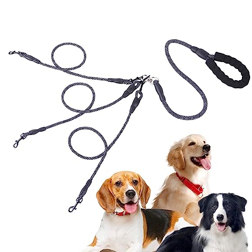 DREI-Wege-Hundeleine,Sicherheitsleinen für Hunde - Starke Sicherheits-Hundeleinen mit 360°-Drehvorrichtung und gepolstertem Griff, kein Verheddern, mehrere Hundeleinen, spazieren Sie mit DREI Bexdug von Bexdug