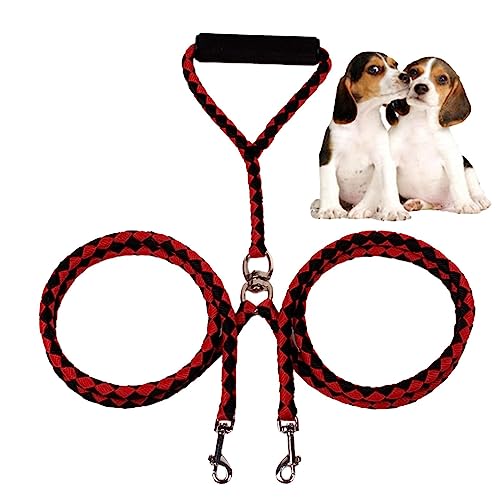 Doppelte Hundeleine | Universelle tragbare Y-Leine für Haustiere, geflochtene Bungee-Seilleine | Wiederverwendbare, handgewebte Zugseil-Bungee-Leine für Haustiere, die Sich Nicht verheddert, Bexdug von Bexdug