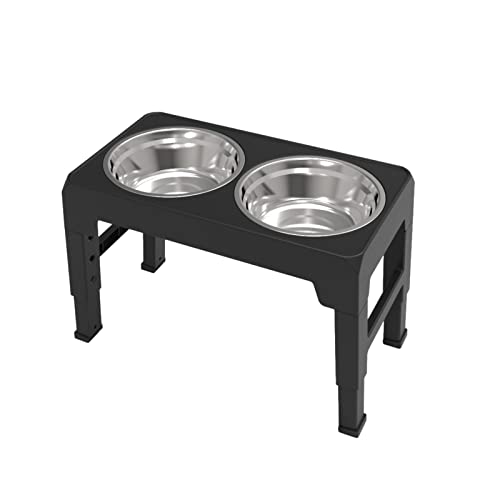 Elevated Dog Bowls, Dog Cat Feeding Bowl, Stainless Steel, Height Adjustable, Dog Bar with Feeding Bowl, Water Bowl, Non-Slip, Stable Stand, Adjustable from 3.15 to 12.2in, for Medium Large Dogs von Bexdug