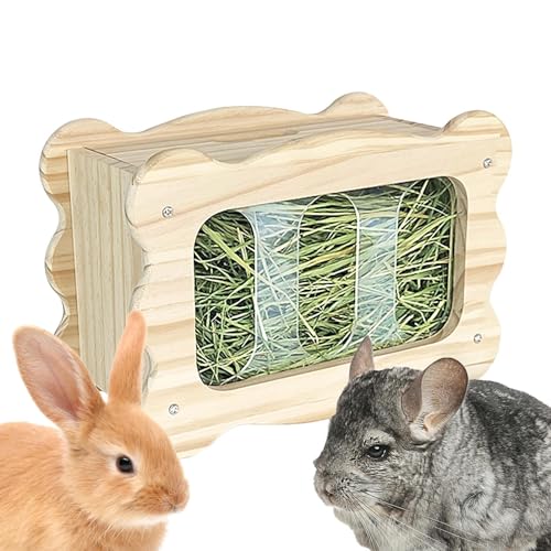 Heuhalter,Kaninchen-Heuhalter - Futterkrippe aus Holz - Hasengrashalter für Kleintiere, Futterspenderständer, Heukiste, Käfigzubehör Bexdug von Bexdug