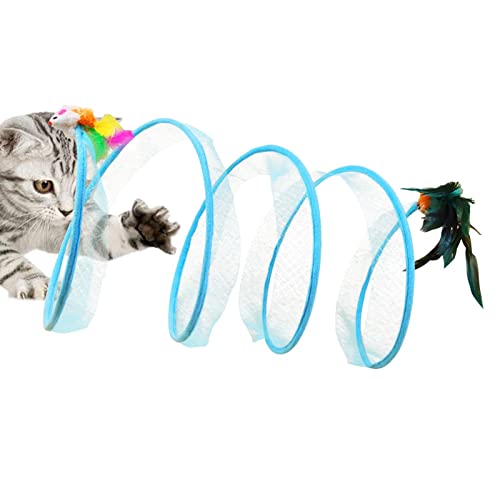 Netztunnel für Katzen - Lustiger Faltbarer Spieltunnel in S-Form mit Spielspielzeug für Katzen - Whisker Twist Katzenfederspielzeug, Katzenröhren für große Katzen, kleine Hasen, Kätzchen und Bexdug von Bexdug