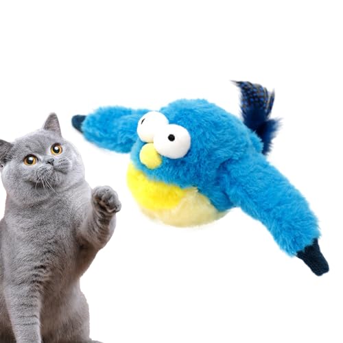 Schlagendes Katzenspielzeug mit Flügeln - Vogelspielzeug für Hauskatzen | Flauschiges Plüsch-Hundespielzeug, berührungsaktiviert, realistisches interaktives Vogel-Katzenspielzeug, automatischer Bexdug von Bexdug