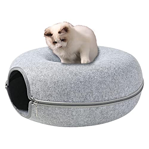Tunnel-Katzenbett | Katzentunnel für Hauskatzen,Katzen-Donut-Tunnel Katzentunnel-Spielzeug Katzentunnel-Bett Abnehmbarer Katzenfilz-Tunnel Spielzeug-Katzentunnel für Innenkatzen Bexdug von Bexdug