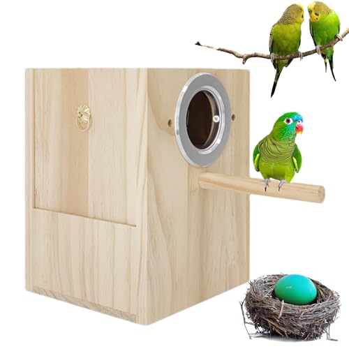 Bexdug Vogelzuchtbox - Vogelkasten aus Holz mit Sitzstange - Zuchtbox für Wellensittiche, Finken, Kakadus, Kanarienvögel und mittelgroße Vögel, Vogelkäfigzubehör von Bexdug