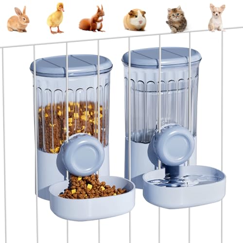 Hängender Futterspender und Wasserspender für kleine Haustiere, 1 l automatischer Katzenfutterschale und 0,8 l Wasserflaschenspender, automatischer Schwerkraft-Haustier-Futterspender und von Beyoung
