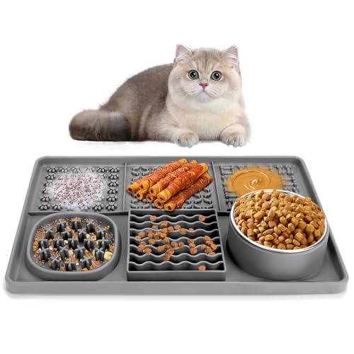 Hunde Leckmatte für mittelgroße große Hunde, Silikon Slow Feeder Hund Leckmatte mit Schalen, Erdnussbutter Lick Pad Fütterungsmatte für Hunde Angstlinderung, Langeweile reduzieren, Essgewohnheiten von Beyoung