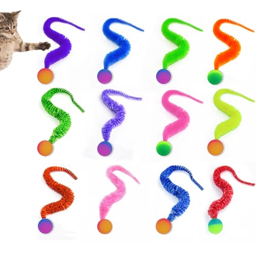 Bhina 12 Stück Wackelball für Katzen, Katzenbälle Hüpfbälle, Wiggly Ball, Langer Schwanz Ball Wurmkatzenspielzeug, Katzenball Kätzchenspielzeug für Katzen Jeden Alters, für Katzen Jagen, Springen Bhina 12 Stück Wackelball für Katzen, Katzenbälle Hüpfbälle, Wiggly Ball, Langer Schwanz Ball Wurmkatzenspielzeug, Katzenball Kätzchenspielzeug für Katzen Jeden Alters, für Katzen Jagen, Springen von Bhina