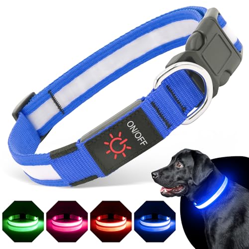 BiPawTi Beleuchtetes Halsband für Hunde, Aufladbar LED Halsband Hund Leuchtend mit 3 Beleuchtungsmodi, Leuchtet Im Dunkeln Leuchtendes Hundehalsband Große Hunde fürs Nachtspaziergänge, Blau, L BiPawTi Beleuchtetes Halsband für Hunde, Aufladbar LED Halsband Hund Leuchtend mit 3 Beleuchtungsmodi, Leuchtet Im Dunkeln Leuchtendes Hundehalsband Große Hunde fürs Nachtspaziergänge, Blau, L von BiPawTi