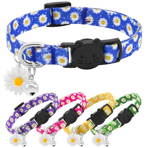 Blaues Katzenhalsband, florales Kätzchen-Halsband, abreißbar, Sicherheits-Halsbänder für Mädchen, Katze, niedliches Halsband mit Gänseblümchen-Anhänger, blaues Gänseblümchen-Katzenhalsband Blaues Katzenhalsband, florales Kätzchen-Halsband, abreißbar, Sicherheits-Halsbänder für Mädchen, Katze, niedliches Halsband mit Gänseblümchen-Anhänger, blaues Gänseblümchen-Katzenhalsband von BiPawTi