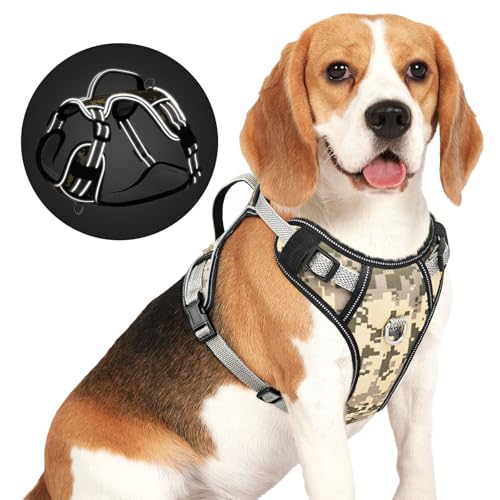 Reflective Dog Harness BiPawTi Anti-Zieh Hundegeschirr Mittelgroße Hunde, Weiches Verstellbares Brustgeschirr mit Reflektierenden Streifen, Bequemes Geschirr Hunde Mittel mit Handgriff, Camouflage (M) Reflective Dog Harness BiPawTi Anti-Zieh Hundegeschirr Mittelgroße Hunde, Weiches Verstellbares Brustgeschirr mit Reflektierenden Streifen, Bequemes Geschirr Hunde Mittel mit Handgriff, Camouflage (M) von BiPawTi