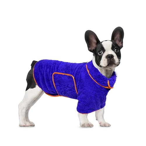 Bibykivn Hundebademantel, Bademantel für Hunde Schnell Trockend Einstellbar Hundehandtuch mit Klettverschluss für Große Mittel und Kleine Hunde (Blau, S) von Bibykivn