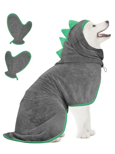 Bibykivn Hundebademantel, Einstellbare Dichtheit Hundebademantel mit Klettverschluss, Schnelltrocknender Hundebademantel, für Große Mittelgroße Kleine Hunde/Katze (Grau01, M) von Bibykivn