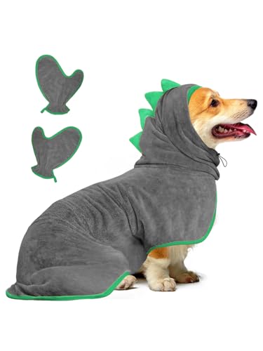 Bibykivn Hundebademantel, Einstellbare Dichtheit Hundebademantel mit Klettverschluss, Schnelltrocknender Hundebademantel, für Große Mittelgroße Kleine Hunde/Katze (Grau01, S) von Bibykivn
