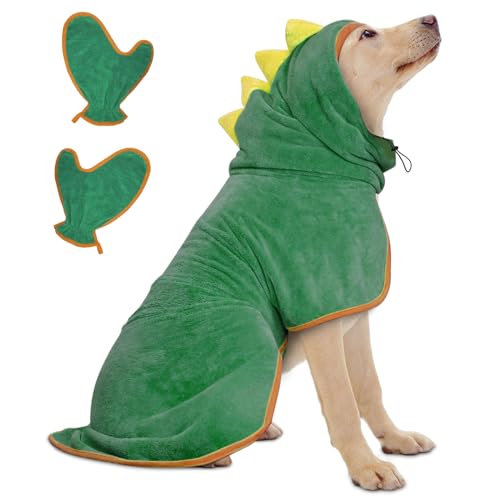 Bibykivn Hundebademantel, Einstellbare Dichtheit Hundebademantel mit Klettverschluss, Schnelltrocknender Hundebademantel, für Große Mittelgroße Kleine Hunde/Katze (Green, M) von Bibykivn