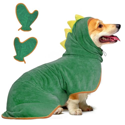 Bibykivn Hundebademantel, Einstellbare Dichtheit Hundebademantel mit Klettverschluss, Schnelltrocknender Hundebademantel, für Große Mittelgroße Kleine Hunde/Katze (Green, S) von Bibykivn