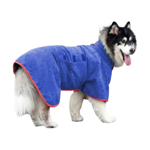 Bibykivn Hundebademantel, Einstellbare Dichtheit Hundebademantel mit Klettverschluss, Schnelltrocknender Hundebademantel für Mittelgroße/Große Hunde (Blau, M) von Bibykivn