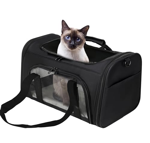 Bibykivn Transporttasche für Katze Hund, Katzentransportbox, Faltbar Hundetasche Transporttasche mit Kissen,Katzen Transportboxen mit Verstellbarem Schultergurt für Kleine Hunde von 15 Pfund… von Bibykivn