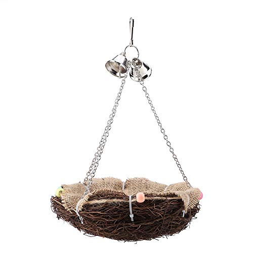 Gras-Rattan-Vogel-Stroh-Nest-Schwingen-hängendes Spielzeug mit drei Kettenglocken-Spielwaren von Shanrya