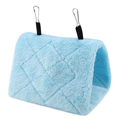 Hängematte, weiches Plüsch-Hängematten-hängendes Käfig-Zelt für Vogel-Papageien-Winter-warmes Bett-Haustier-Spielzeug(M-Blau) von Shanrya
