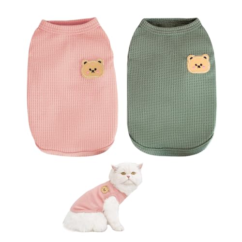 Bieiyhe 2pcs Haustier Kleidung Katze,Hundepullover Kleine Hunde Baumwolle,Katzenpullover Waffel,Ärmellos Pullover Katze,Haarlose Katze Kleidung für Kleine Mittelgroße Hunde und Katzen -Grün+Pink-L Bieiyhe 2pcs Haustier Kleidung Katze,Hundepullover Kleine Hunde Baumwolle,Katzenpullover Waffel,Ärmellos Pullover Katze,Haarlose Katze Kleidung für Kleine Mittelgroße Hunde und Katzen -Grün+Pink-L von Bieiyhe