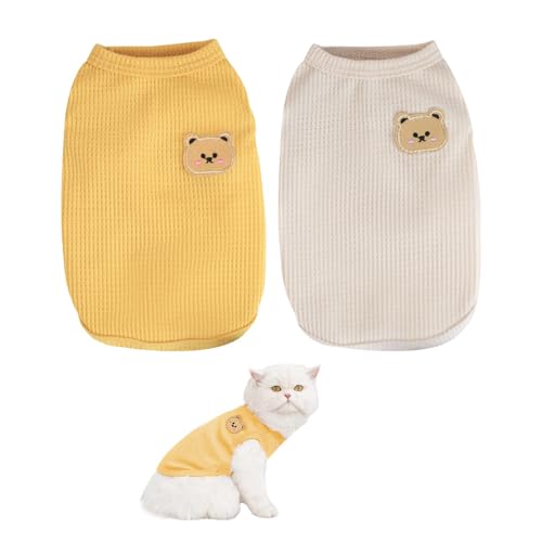 Bieiyhe 2pcs Haustier Kleidung Katze,Hundepullover Kleine Hunde Baumwolle,Katzenpullover Waffel,Ärmellos Pullover Katze,Haarlose Katze Kleidung für Kleine Mittelgroße Hunde und Katzen -M Weiß+Gelb Bieiyhe 2pcs Haustier Kleidung Katze,Hundepullover Kleine Hunde Baumwolle,Katzenpullover Waffel,Ärmellos Pullover Katze,Haarlose Katze Kleidung für Kleine Mittelgroße Hunde und Katzen -M Weiß+Gelb von Bieiyhe