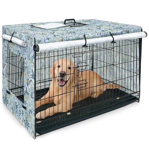 Bienbee Abdeckung für Hundekäfige, winddicht, 106,7 cm, atmungsaktiv, doppelseitiger Reißverschluss, Käfigabdeckung für Drahtkäfig, Innen- und Außenbereich, Cyan, Blumenzweig Bienbee Abdeckung für Hundekäfige, winddicht, 106,7 cm, atmungsaktiv, doppelseitiger Reißverschluss, Käfigabdeckung für Drahtkäfig, Innen- und Außenbereich, Cyan, Blumenzweig von Bienbee