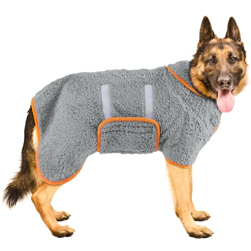 Bienbee Hunde-Bademantel, schnell trocknend, super saugfähig, nach dem Baden, warmes Handtuch, Hundebadzubehör, Grau, Größe XXL Bienbee Hunde-Bademantel, schnell trocknend, super saugfähig, nach dem Baden, warmes Handtuch, Hundebadzubehör, Grau, Größe XXL von Bienbee