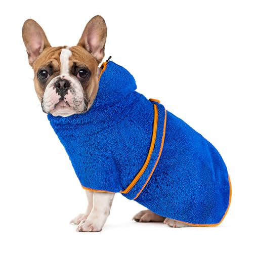 Bienbee Weicher Hundebademantel, super saugfähig und schnell trocknend, mit Kapuze, gemütlicher Trockenmantel für nach dem Baden, Blau, Größe S Bienbee Weicher Hundebademantel, super saugfähig und schnell trocknend, mit Kapuze, gemütlicher Trockenmantel für nach dem Baden, Blau, Größe S von Bienbee