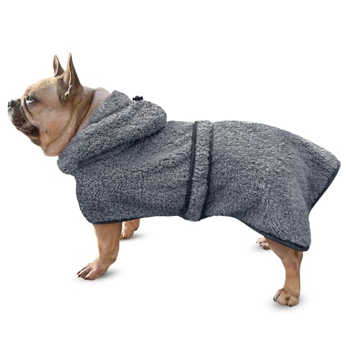 Bienbee Weicher Hundebademantel, super saugfähig und schnell trocknend, mit Kapuze, gemütlicher Trockenmantel für nach dem Baden, Grau, Größe M Bienbee Weicher Hundebademantel, super saugfähig und schnell trocknend, mit Kapuze, gemütlicher Trockenmantel für nach dem Baden, Grau, Größe M von Bienbee