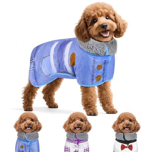 Bienbee Hunde-Bademantel zum Trocknen von Hunden, schnell trocknender Hundemantel nach dem Baden, super saugfähiges Hundehandtuch, niedliche Kleidung, Pyjama, Mantel, Blau, Größe S Bienbee Hunde-Bademantel zum Trocknen von Hunden, schnell trocknender Hundemantel nach dem Baden, super saugfähiges Hundehandtuch, niedliche Kleidung, Pyjama, Mantel, Blau, Größe S von Bienbee