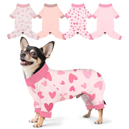 Bienbee Hunde-Pyjama, niedlich, weich, Einteiler, Jammies, Outfit, verstellbar, atmungsaktiv und dehnbar, Kleidung für kleine, mittelgroße und große Hunde, Mädchen, Jungen, Welpen, Größe S, 4 Stück Bienbee Hunde-Pyjama, niedlich, weich, Einteiler, Jammies, Outfit, verstellbar, atmungsaktiv und dehnbar, Kleidung für kleine, mittelgroße und große Hunde, Mädchen, Jungen, Welpen, Größe S, 4 Stück von Bienbee