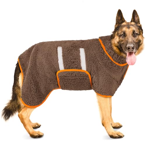 Bienbee Hundebademantel, schnell trocknend, super saugfähig, für nach dem Baden, warmes Handtuch, Hundebadzubehör, Braun, Größe XXL von Bienbee