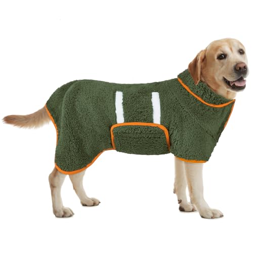 Bienbee Hundebademantel, schnell trocknend, super saugfähig, für nach dem Baden, warmes Handtuch, Hundebadzubehör, Dunkelgrün, Größe L von Bienbee