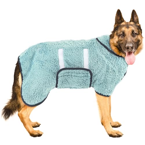 Bienbee Hundebademantel, schnell trocknend, super saugfähig, für nach dem Baden, warmes Handtuch, Hundebadzubehör, Hellgrün, Größe XXL von Bienbee