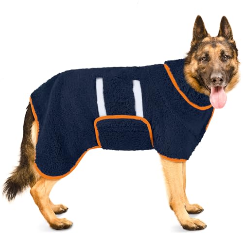 Bienbee Hundebademantel, schnell trocknend, super saugfähig, für nach dem Baden, warmes Handtuch, Hundebadzubehör, Marineblau, Größe XXL von Bienbee