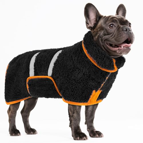 Bienbee Hundebademantel, schnell trocknend, super saugfähig, für nach dem Baden, warmes Handtuch, Hundebadzubehör, Schwarz, Größe M von Bienbee