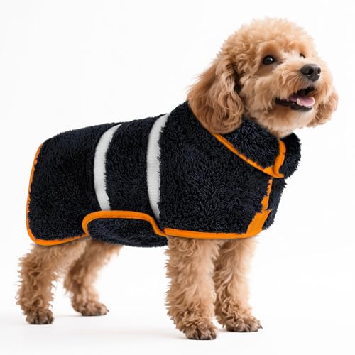Bienbee Hundebademantel, schnell trocknend, super saugfähig, für nach dem Baden, warmes Handtuch, Hundebadzubehör, Schwarz, Größe S von Bienbee
