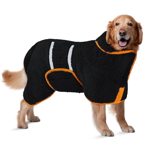 Bienbee Hundebademantel, schnell trocknend, super saugfähig, für nach dem Baden, warmes Handtuch, Hundebadzubehör, Schwarz, Größe XL von Bienbee