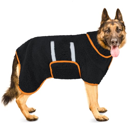 Bienbee Hundebademantel, schnell trocknend, super saugfähig, für nach dem Baden, warmes Handtuch, Hundebadzubehör, Schwarz, Größe XXL von Bienbee