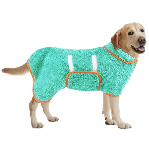 Bienbee Hundebademantel, schnell trocknend, super saugfähig, für nach dem Baden, warmes Handtuch, Hundebadzubehör, Seegrün, Größe L Bienbee Hundebademantel, schnell trocknend, super saugfähig, für nach dem Baden, warmes Handtuch, Hundebadzubehör, Seegrün, Größe L von Bienbee