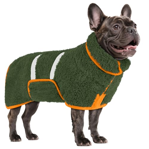 Bienbee Hundebademantel, schnell trocknend, super saugfähig, nach dem Baden, warmes Handtuch, Hundebadzubehör, Dunkelgrün, Größe M von Bienbee