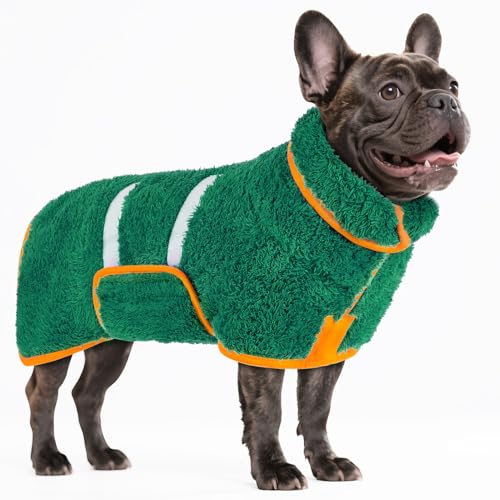 Bienbee Hundebademantel, schnell trocknend, super saugfähig, nach dem Baden, warmes Handtuch, Hundebadzubehör, Dunkelgrün, Größe M von Bienbee
