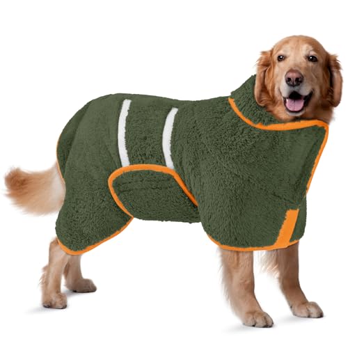 Bienbee Hundebademantel, schnell trocknend, super saugfähig, nach dem Baden, warmes Handtuch, Hundebadzubehör, Dunkelgrün, Größe XL von Bienbee
