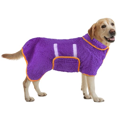 Bienbee Hundebademantel, schnell trocknend, super saugfähig, nach dem Baden, warmes Handtuch, Hundebadzubehör, Dunkelviolett, Größe L Bienbee Hundebademantel, schnell trocknend, super saugfähig, nach dem Baden, warmes Handtuch, Hundebadzubehör, Dunkelviolett, Größe L von Bienbee