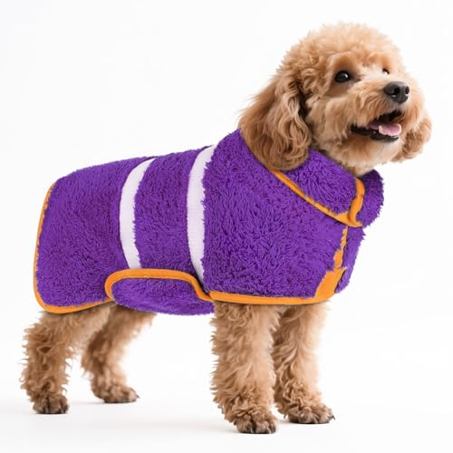 Bienbee Hundebademantel, schnell trocknend, super saugfähig, nach dem Baden, warmes Handtuch, Hundebadzubehör, Dunkelviolett, Größe S Bienbee Hundebademantel, schnell trocknend, super saugfähig, nach dem Baden, warmes Handtuch, Hundebadzubehör, Dunkelviolett, Größe S von Bienbee