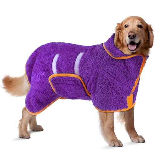 Bienbee Hundebademantel, schnell trocknend, super saugfähig, nach dem Baden, warmes Handtuch, Hundebadzubehör, Dunkelviolett, Größe XL Bienbee Hundebademantel, schnell trocknend, super saugfähig, nach dem Baden, warmes Handtuch, Hundebadzubehör, Dunkelviolett, Größe XL von Bienbee