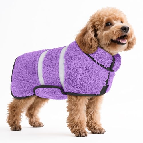 Bienbee Hundebademantel, schnell trocknend, super saugfähig, nach dem Baden, warmes Handtuch, Hundebadzubehör, Hellviolett, Größe S Bienbee Hundebademantel, schnell trocknend, super saugfähig, nach dem Baden, warmes Handtuch, Hundebadzubehör, Hellviolett, Größe S von Bienbee