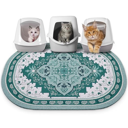 Bienbee Katzenklo Matte, 101,6 x 76,2 cm, Jumbo-Größe, Katzentoilette, Teppich mit rutschfester Unterseite, leicht zu reinigen, Zubehör für den Innenbereich, Kätzchen-Boden, Grün, XL von Bienbee