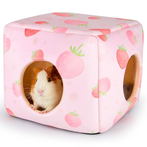 Bienbee Meerschweinchen-Versteck Waschbares Meerschweinchenhaus, gemütliches Meerschweinchenbett für kleine Haustiere, Hasen, Hamster, Chinchilla, Meerschweinchen, Zubehör, Erdbeere Bienbee Meerschweinchen-Versteck Waschbares Meerschweinchenhaus, gemütliches Meerschweinchenbett für kleine Haustiere, Hasen, Hamster, Chinchilla, Meerschweinchen, Zubehör, Erdbeere von Bienbee